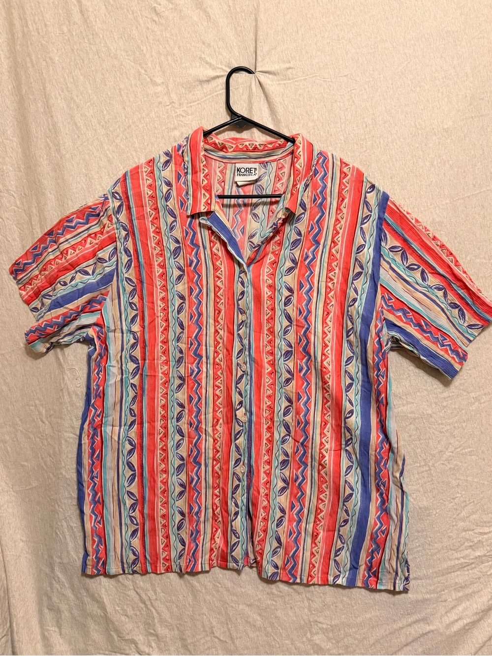 Koret Franciscas Multicolor Striped Collared Button-Up Top Short Sleeve 1X